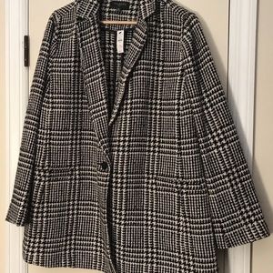 NEW Talbots Houndstooth Classic Vintage Wool Blend Blazer Jacket Women 16W Plus
